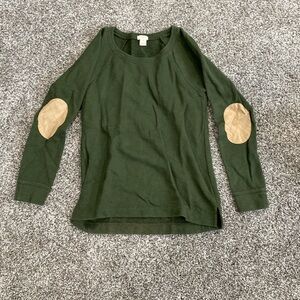 J. Crew hunter green sweatshirt with elbow patches
